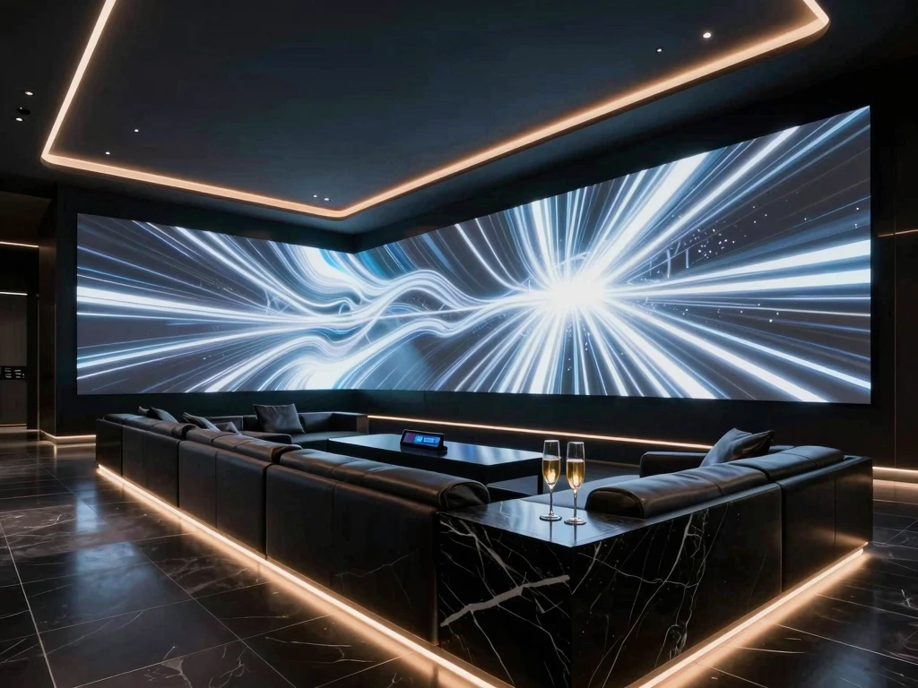 대리석 마감과 화려한 샹들리에 복도 인테리어